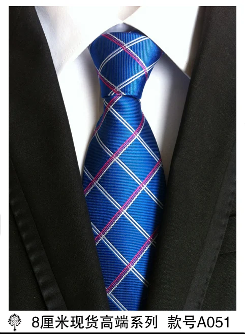 Шелковый плотный тканевый Галстук Пейсли для мужских галстуков дизайнерские модные мужские галстуки 8 см темно-синий и красный полосатый галстук свадебное платье - Цвет: A051