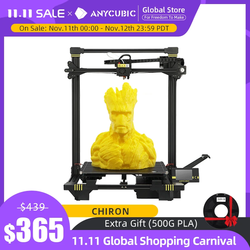 3d Printer Anycubic Chiron Large Printing Size 400*400*450MM FDM High Precision Impressora 3d Stampante 0.5KG Filament Gift