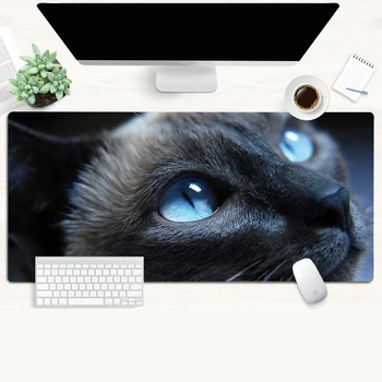 

Light Blue Eye Cat Super Large Mouse Pad Natural Rubber Material Waterproof Desk Gaming Mousepad Mats for dota LOL