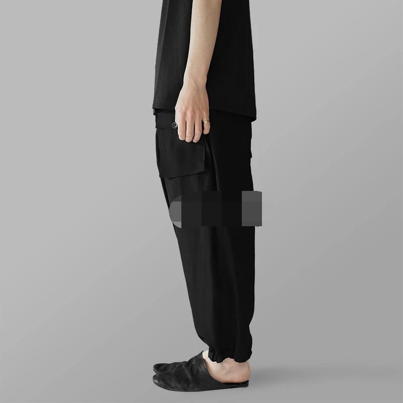 Men's Pants Casual Pants Radish Pants Spring And Autumn New Black Elastic Waist Loose Pocket Design Tapered Pants