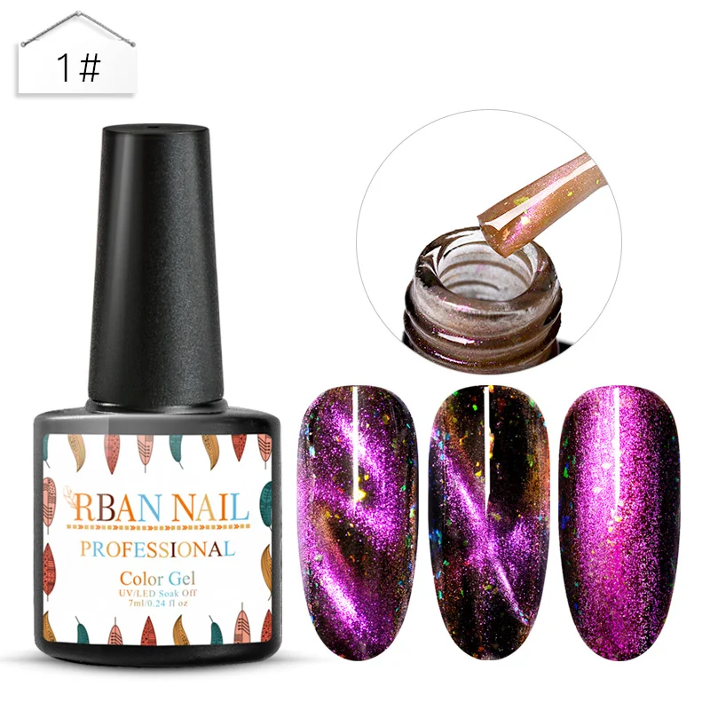 RBAN NAIL УФ Гель-лак для ногтей волшебный Звездный Гель-лак для ногтей с эффектом «кошачий глаз» лак Магнитный голографический УФ замачиваемый стойкий Гель-лак - Цвет: K0801