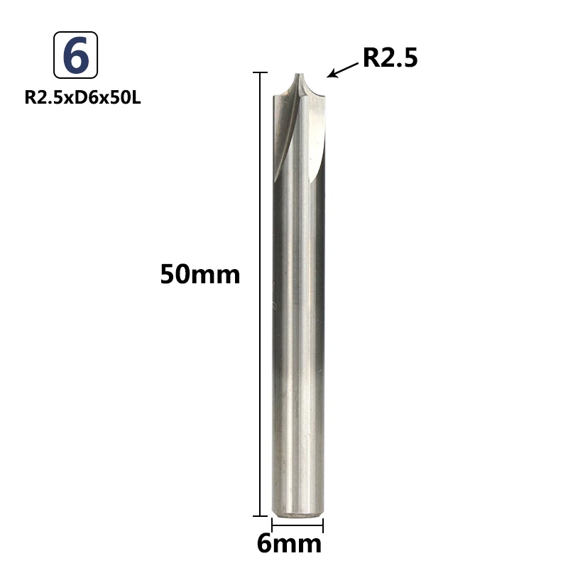 XCAN 1 шт. R0.5-R5.0 угловая заземляющая Концевая мельница Вольфрам карбидная концевая фреза для станка с ЧПУ торцевая фреза - Длина режущей кромки: R2.5xD6x50L