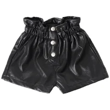 Шорты для девочек Повседневные детские штаны из искусственной кожи на осень и зиму