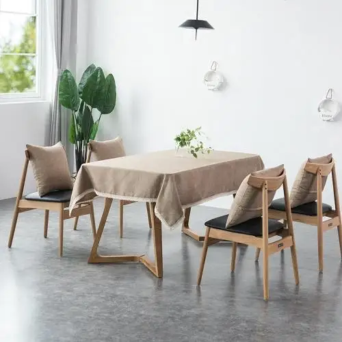zhongse 48 Decorative Tablecloth Imitation Linen Lace Table Cloth Dining Table Cover Home Decoration - Цвет: zhongse