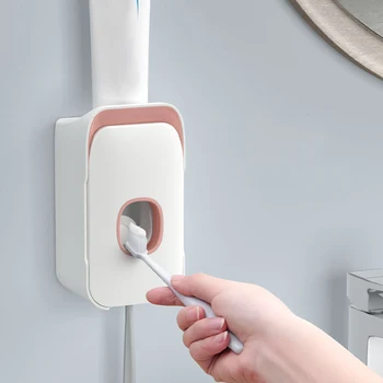 

2-in-1 Automatic Toothpaste Dispenser Toothbrush Holder Suction Wall Mounted Hands Free Toothpaste Squeezer DEC889