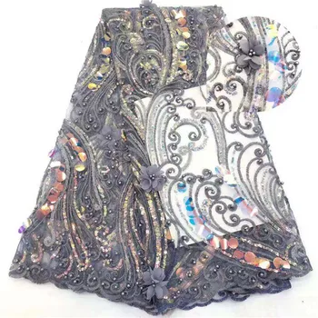 

2019New style French net lace fabric 3D flower African tulle mesh lace fabric high quality african lace fabric with sequins