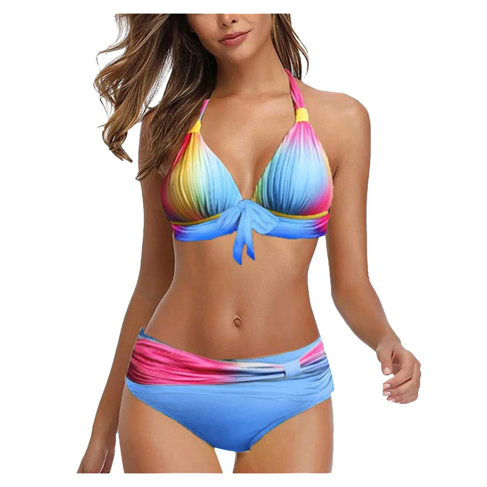 

Bikini 2021 Women Large size Tie Dye Print Tankini Swimjupmsuit Swimsuit Beachwear Padded Swimwear New Beach Bathing Suits 8xl