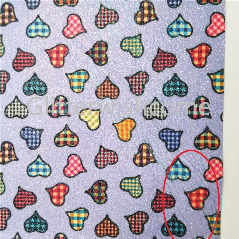 Glitterwishcome 21X29 см A4 размер сердца блеск с принтом ткань, синтетическая кожа листы винил для бантов, GM427B