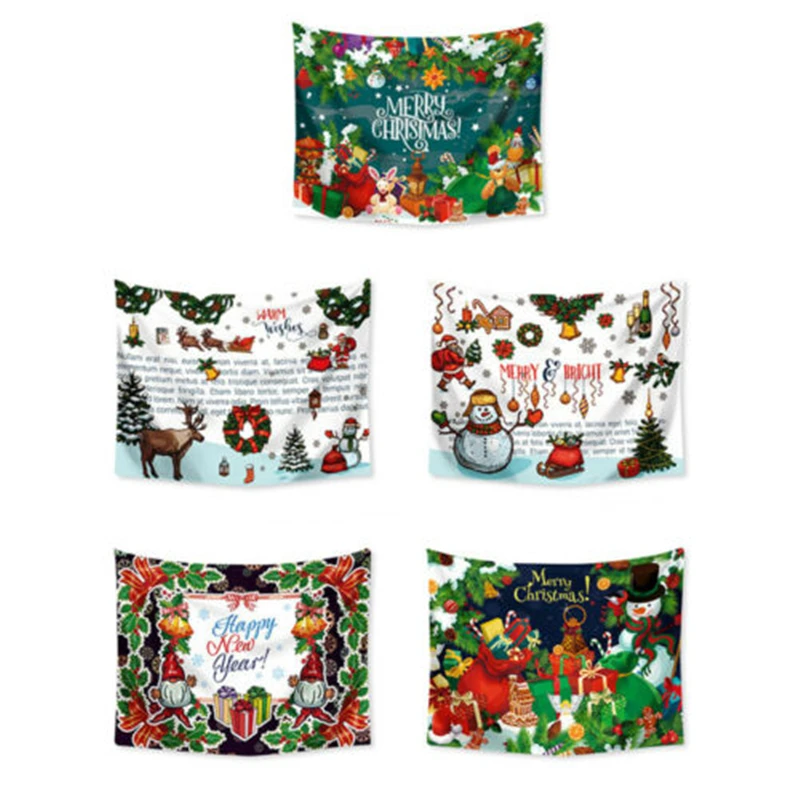 Hippies Merry Christmas Tapestry Wall Valance Hanging Cloth Christmas Decorations For Home Tapestries Decor