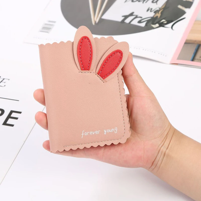 

Individuality Women's Wallet PU Leather Hasp ID Card Holder Women Cute Cartoon Zipper Mini Short Coin Purse