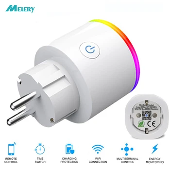 

Wifi Smart Power Plug EU Socket Energy Monitoring 15A Outlets RGB Wireless Remote Control by Tuya Smartlife Alexa Google Home