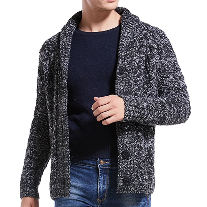 

Sweaters Cardigan Male 2020 Autumn Winter Casual Tops Thick Sweater Collar Solid Slim Fit Knitting Mens