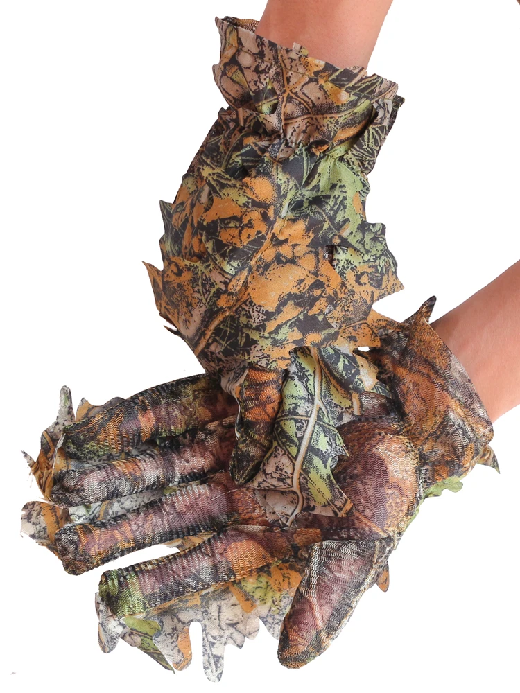 3D Camouflage Hunting Gloves Silence Fabrics Camouflage Summer Fishing Gloves Outdoor Bird Watching Men Quick Dry