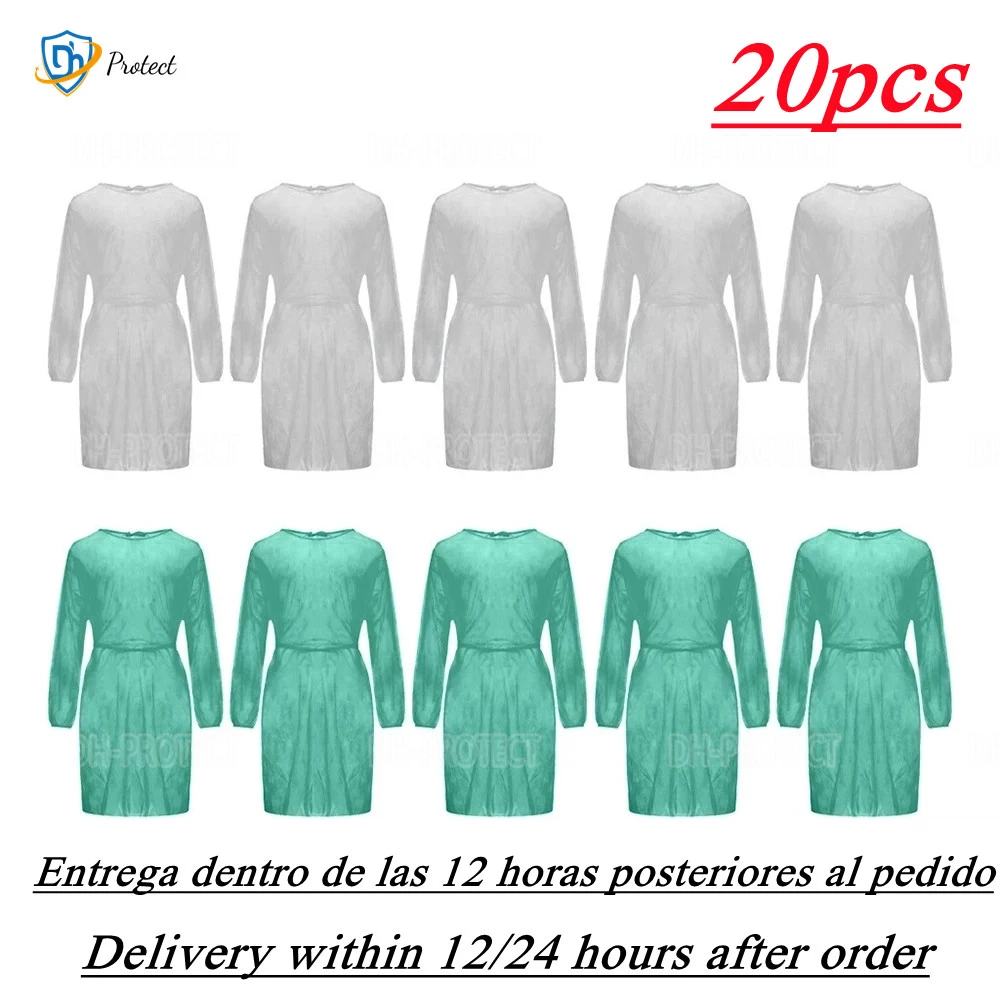 

20pcs Unisex Disposable Protective Isolation Clothing Anti-spitting Waterproof Anti-oil Stain Nursing Gown Anti-fog Nursing Suit