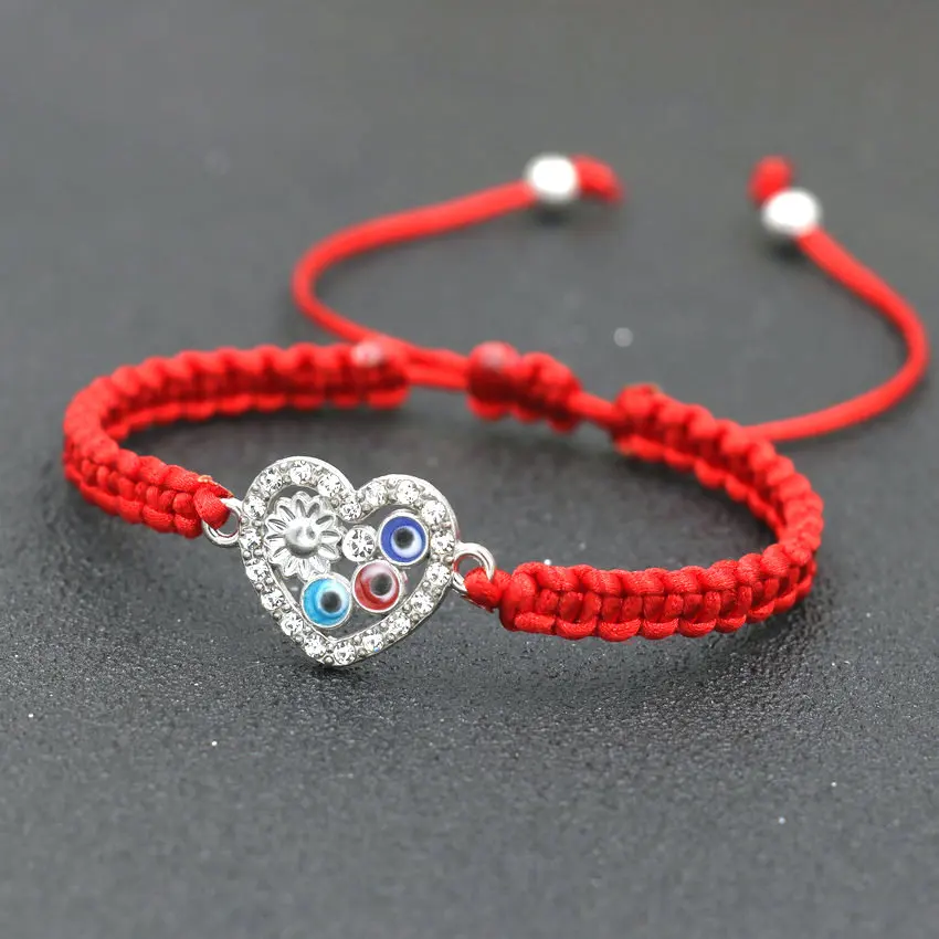 Мода кубического циркония любящее сердце Форма с клипсами Дурной глаз плетеные