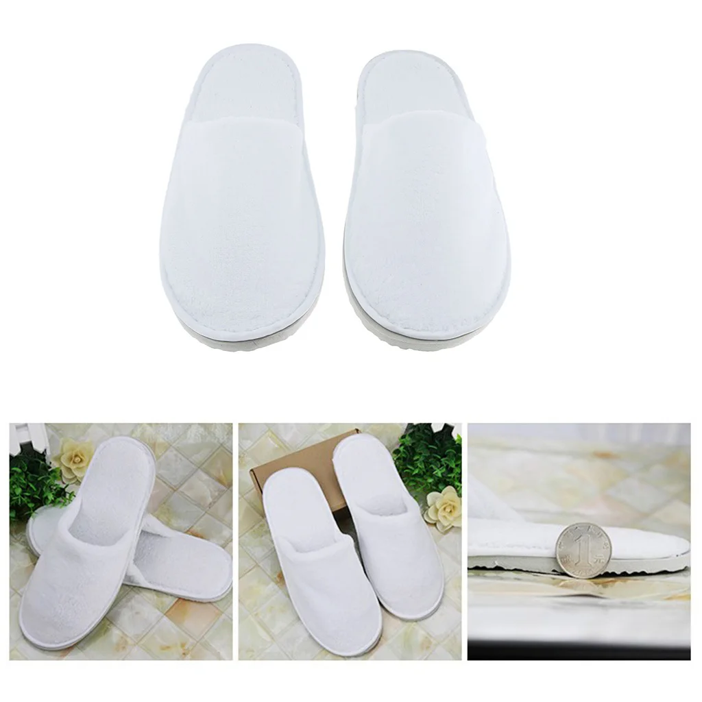 10 Pairs Disposable Slippers | One Time Closed Toe Non-Slip |  for Hotel, Spa, Guest, Nail Salon Use | Made From Coral Fleece