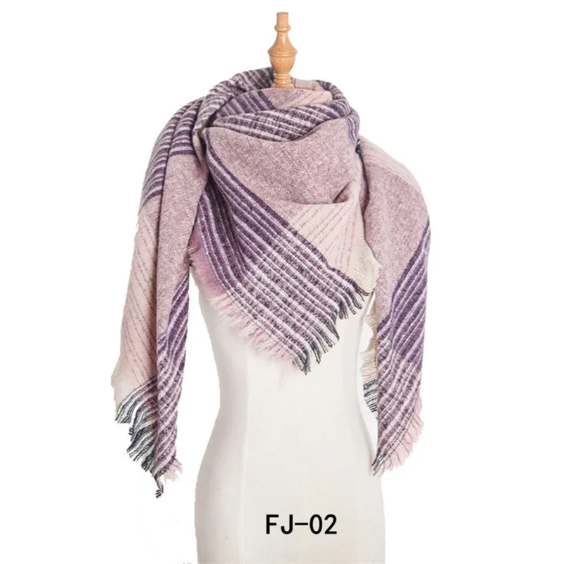 Роскошный брендовый зимний женский шарф, клетчатый кашемировый квадратный шарф, шали и палантины, женский шарф из пашмины, женский шарф-одеяло - Цвет: 2