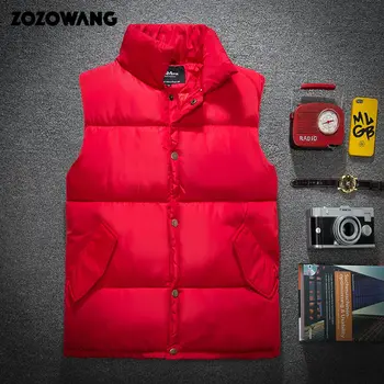 

ZOZOWANG Men Black Quilted Vest Jacket Casual Stand collar Zip Sleeveless Puffer Warm Winter Vest Veste Sans Manche Hom Casual