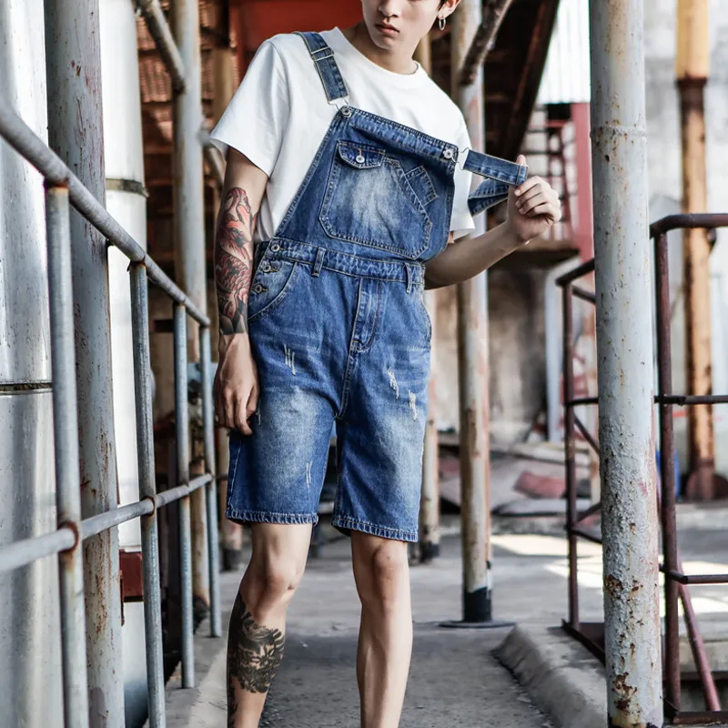 Overall Shorts Men's H&m Denim Overalls Shorts, Loose Fit Overalls