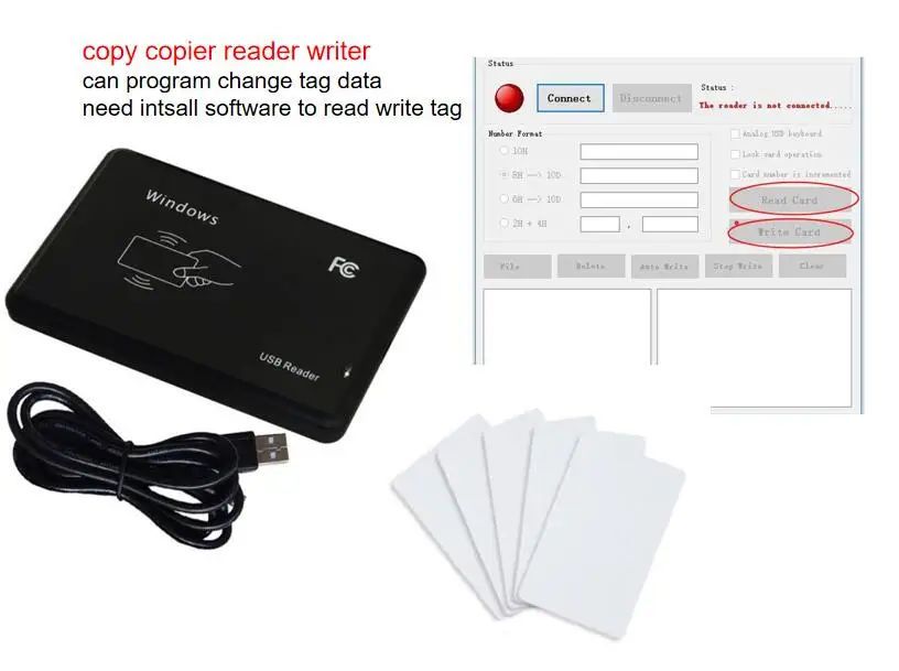copier demo 5card Программное обеспечение demo 125 кГц RFID Копир писатель Дубликатор Программист считыватель usb настольный считыватель карт контроля доступа перезаписываемый - Цвет: copier demo 5card