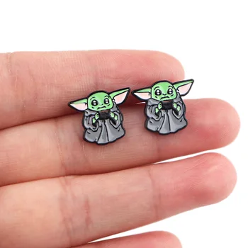 

20pairs E2008 Cartoon Movie Character Baby Yoda Stud Earrings Cute Enamel Earrings For Women Kids