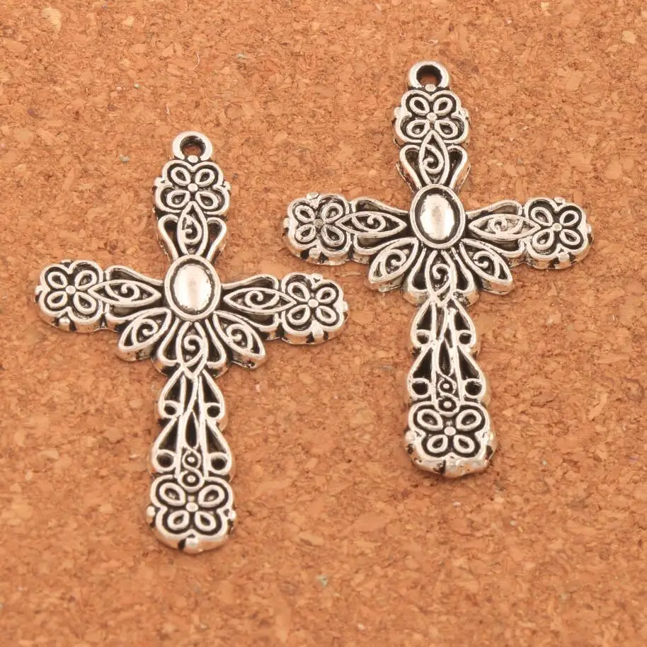 

Eye Flower Filigree Design Cross Charm Beads 28.1x43.5mm 60PCS Zinc Alloy Pendant DIY Jewelry L444