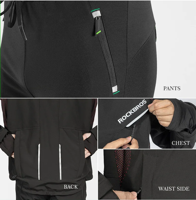 ROCKBROS Cycling Clothing Top/Pants Winter Thermal Fleece Cycling Pants Rainproof Windproof Cycling Jersey Men Women Sportswear