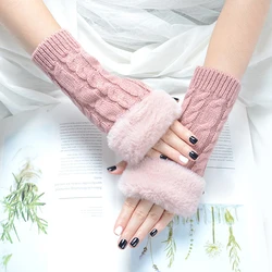 Autumn Winter Solid Color Students Write Keep Warm Knitting Lady Fingerless Protection Hand Hair Mouth Hemp Gloves