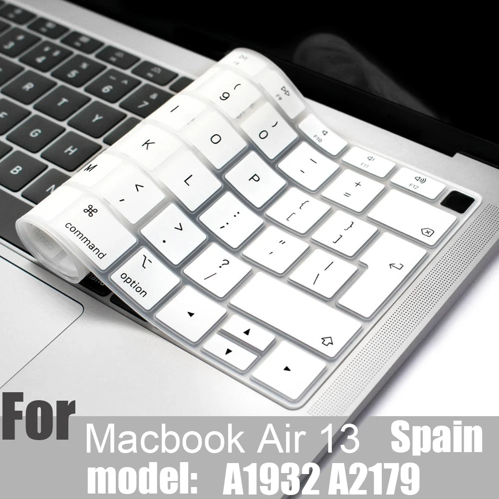 

Spanish Laptop color silicone Keyboard Cover For Macbook Air 13 A1932 A2179 Protective film keyboard case For Apple Air13 2020