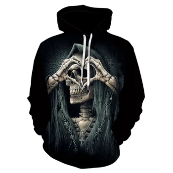 

Love skull 3d-printed sweatshirt hoodie men and women hip hop fun fall street wear hoodie couples