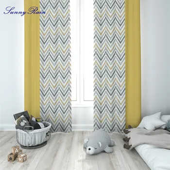 

SunnyRain 2-Piece Printed Morden Yellow Curtains Living Room Window Curtains for Bedroom Translucidus (Shading Rate 41%-85%) J2