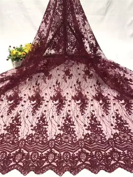 

High quality silk sequin embroidery French mesh sequins African lace fabric Nigeria lace party evening dress skirt fabric