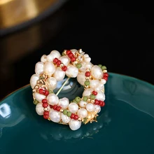 Брошь с жемчугом в стиле барокко, ручная работа, креативная брошь, натуральный пресноводный жемчуг, броши для женщин, вечерние, Рождественская брошь, модное ювелирное изделие