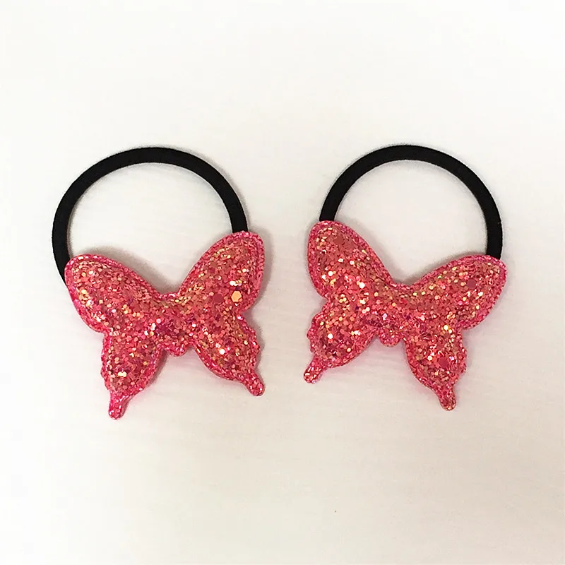 Rose red Butterfly 2 шт., Детская повязка для волос с бантом, популярная, может переворачиваться, цвет, рыбья чешуя, эластичность, круг для волос, многослойные Блестки для волос, аксессуары - Цвет: Rose red Butterfly