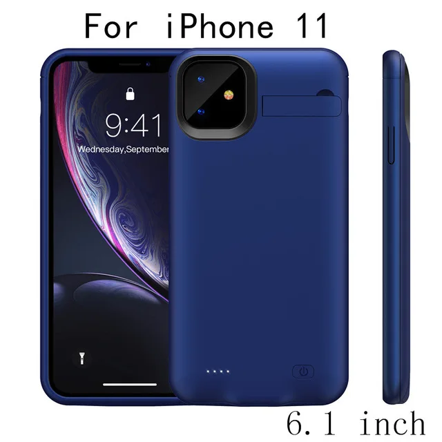 Для iPhone 11 Pro Max портативный внешний аккумулятор для iPhone 11 Расширенный чехол для аккумулятора телефона для iPhone 11Pro зарядное устройство Поддержка аудио - Color: Blue For iPhone 11