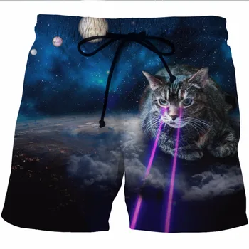 

Mens Hipster Cute 3D Cat Printed Beach Board Shorts Trunks 2018 Summer Quick Dry Boardshorts Men Hip Hop Brand Shorts Beach Wear