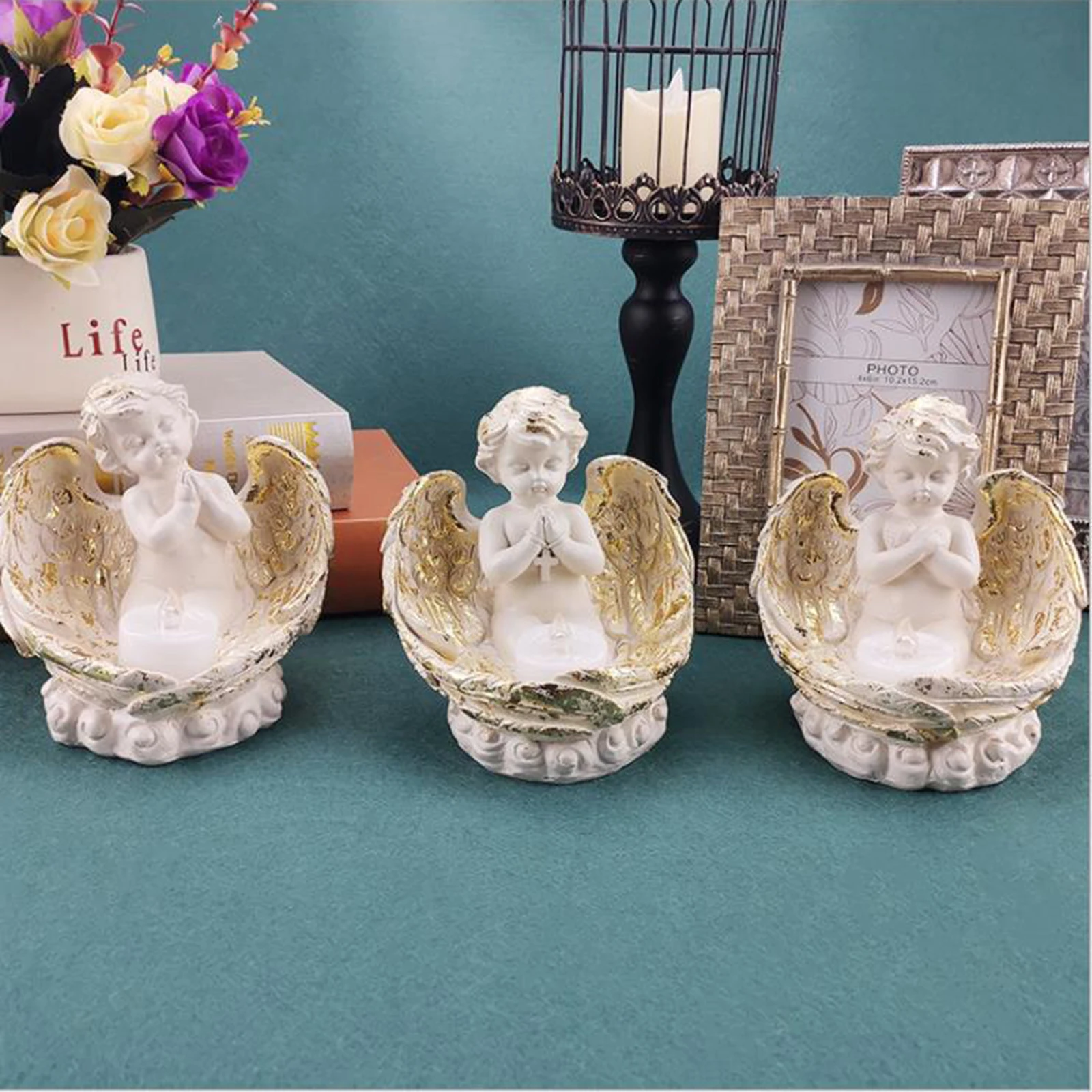 Modern Desktop Decor Angel Shaped Resin Statue Ornament Decorative