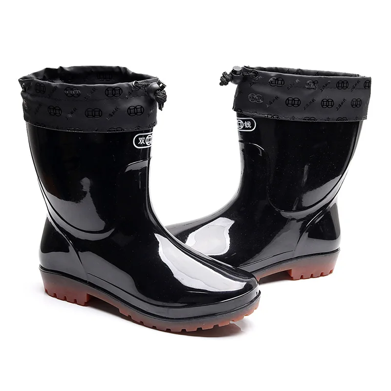 

Genuine Product Double Coin Rubber Sole Men Rain Shoes Woolen Cotton Labor Safety Rain Boots Fishing Anti-slip Rain Shoes Wear-R