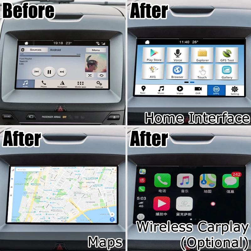Android/carplay интерфейсная коробка для Ford Edge Explorer SYNC 3 gps навигация видео интерфейс коробка зеркальная ссылка youtube по Lsailt
