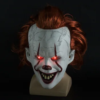 

Scary Clown Mask Cosplay Costumes Props Non-toxic Latex Festival LED Luminous Full Face Cover Mask for Halloween