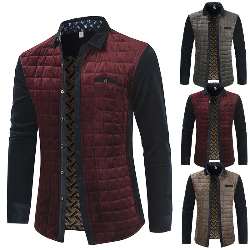

2020 New Style Spring And Autumn plus Velvet Casual Middle-aged MEN'S Coat Mixed Colors Pattern Hot Selling MEN'S Outerwear