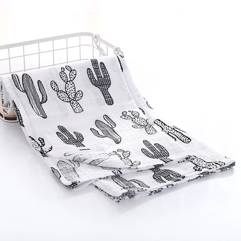 Muslin Blanket 100% Cotton Baby Swaddles 120*120cm Soft Newborn Blankets Bath Gauze Infant Kids Wrap Sleepsack Stroller Cover