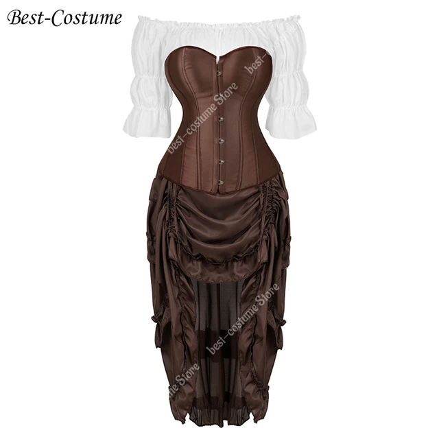 Disfraz vikingo para mujer, vestido de pirata Medieval, corsé