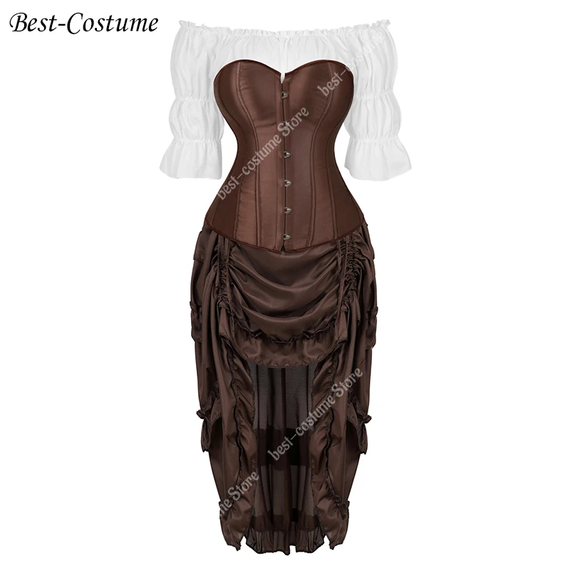 Corset Dress White Renaissance Blouse Sexy Underbust Corset Tops Gothic  Floral Skirt Sets 3 Pieces Cosplay Costume Plus Size 6XL - AliExpress