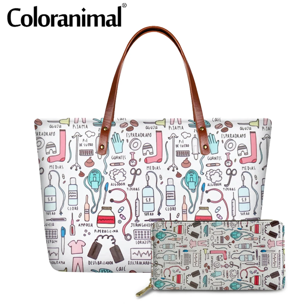 Комплект из 2 сумок и кошельков для женщин с рисунком | Багаж сумки