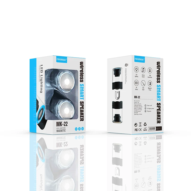 Fineblue MK22 TWS беспроводной динамик Bluetooth мини-динамик светодиодный свет мега бас стерео музыка портативный водонепроницаемый - Цвет: Черный