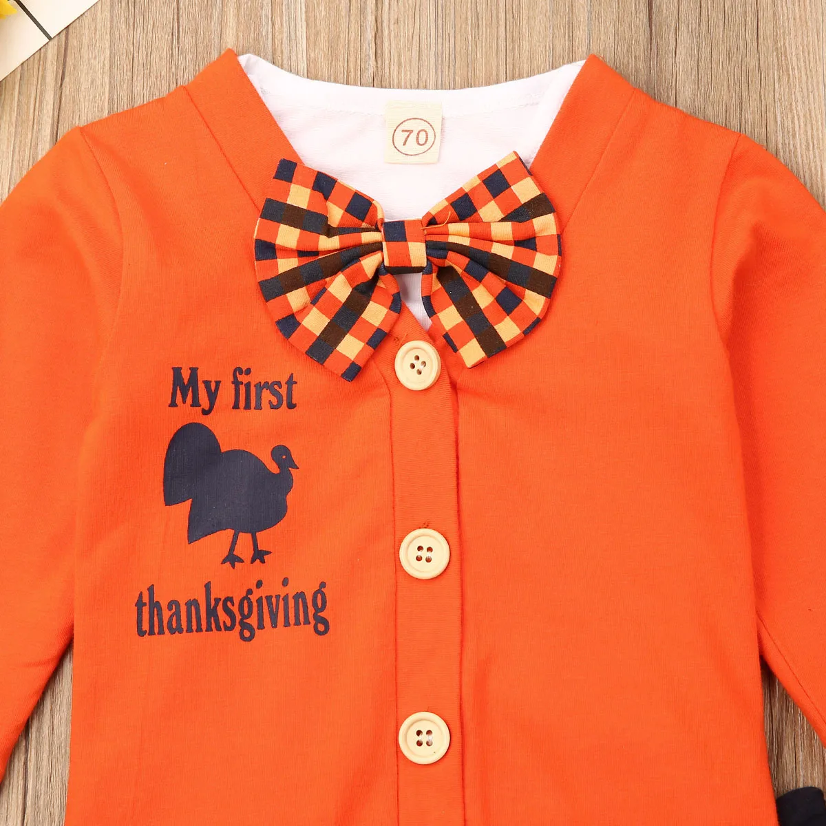Осенняя одежда для маленьких мальчиков; коллекция 2019 года; боди с длинными рукавами на День Благодарения; штаны с изображением индейки;