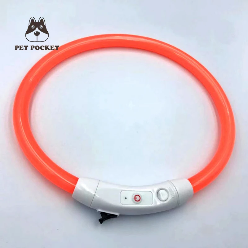 2019Dog светящийся ошейник Usb зарядный ошейник товары для домашних животных светящееся кольцо для собак маленькая собака ночной Светильник для собак анти-пропуск ночной Светильник ошейник - Цвет: orange