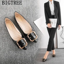 Элегантная женская обувь на плоской подошве с острым носком; Цвет Черный; женская обувь на плоской подошве; удобная обувь для работы; scarpe donna zapatos charol mujer