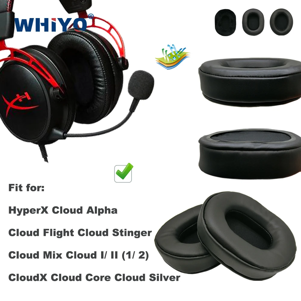 Auricolari Di Ricambio Per Hyperx Cloud Alpha Cloud Flight Stinger Mix Cloud I/ Ii (1/2) Cloudx Cloud Core Paraorecchie Argento